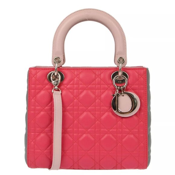 Christian Dior Pink Lambskin Lady Dior Cannage 2way Handbag - Picture 1 of 12